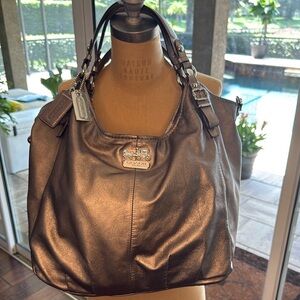 Coach 15958 Madison Metallic Leather Large Convertible Shoulder Bag‎